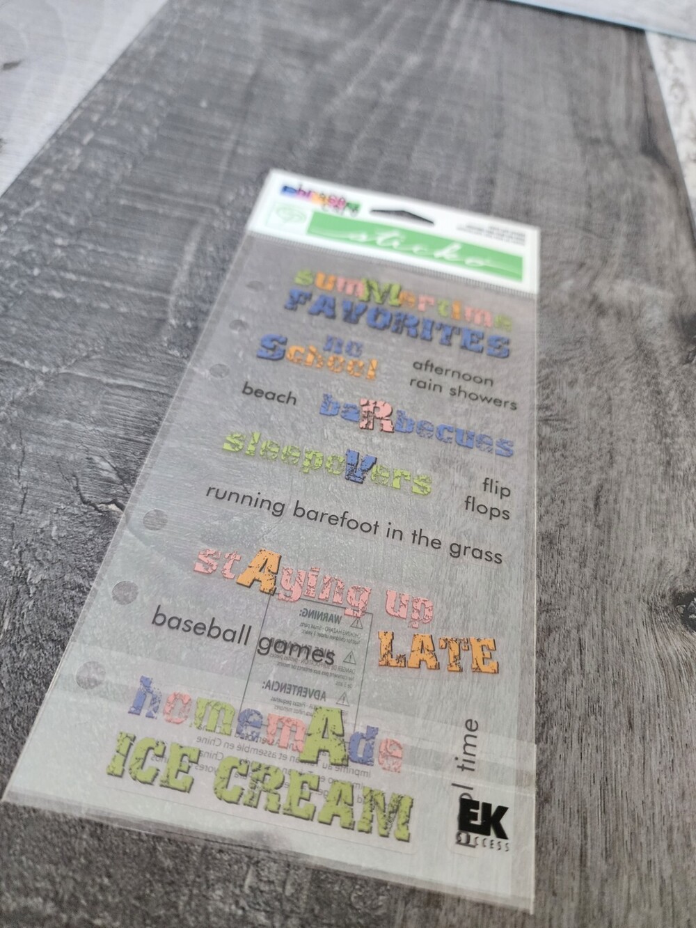Sticko Stickers Summertime Favorites Phrases Scrapbooking RETIRED NEW #28